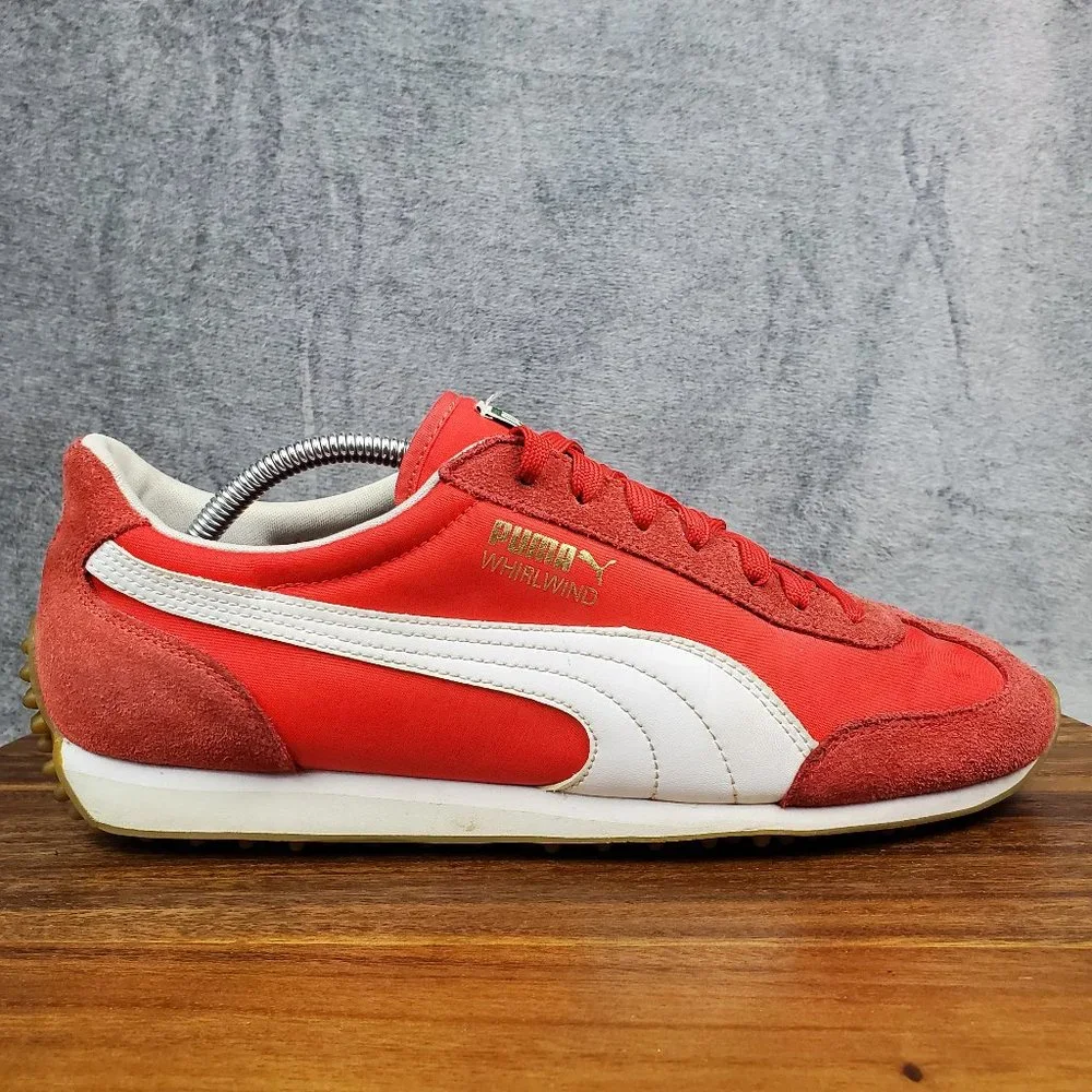 Puma Whirlwind Classic Shoes Men's 10.5 Red White Suede Low Top Casual Sneakers